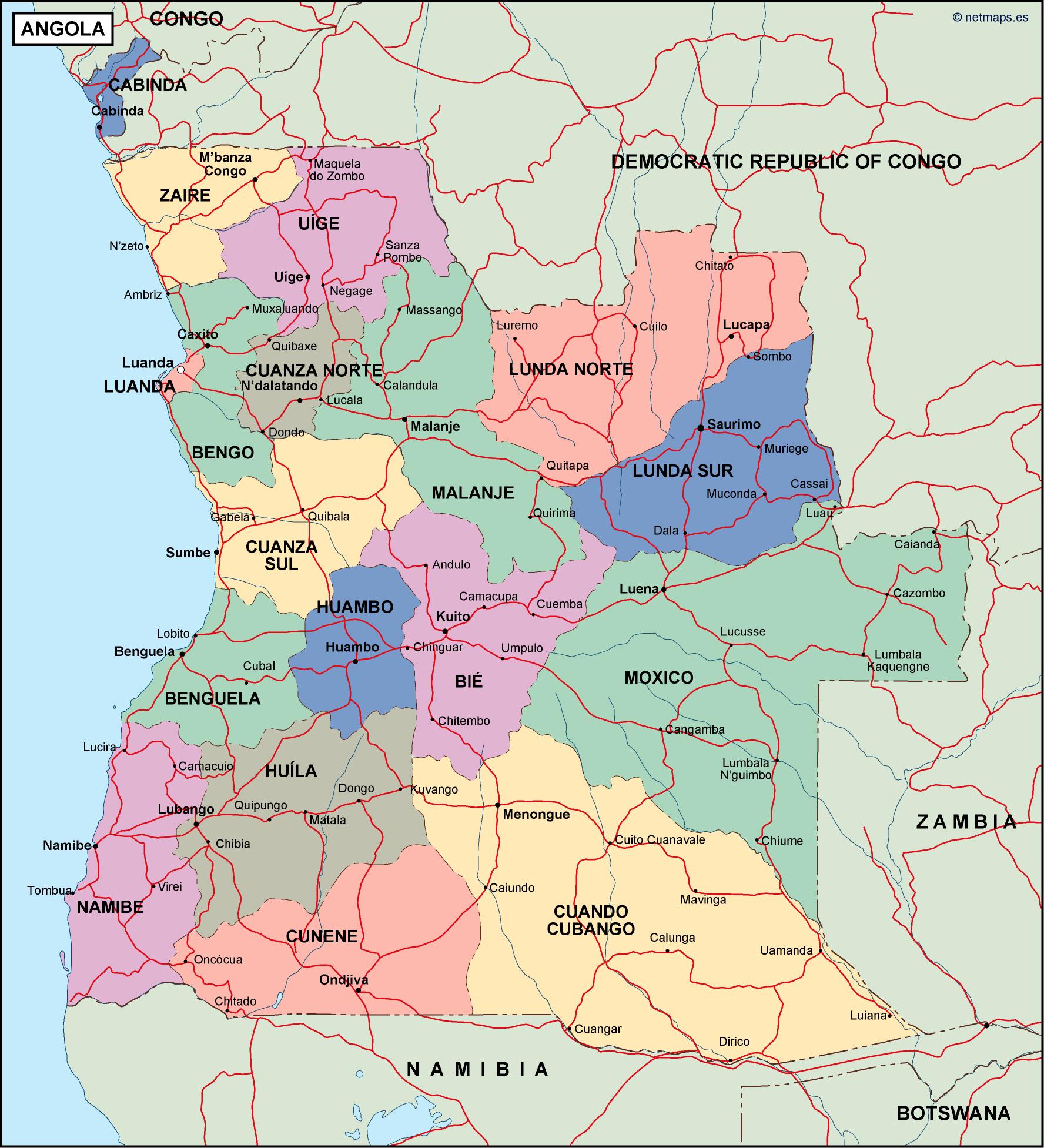 angola political map