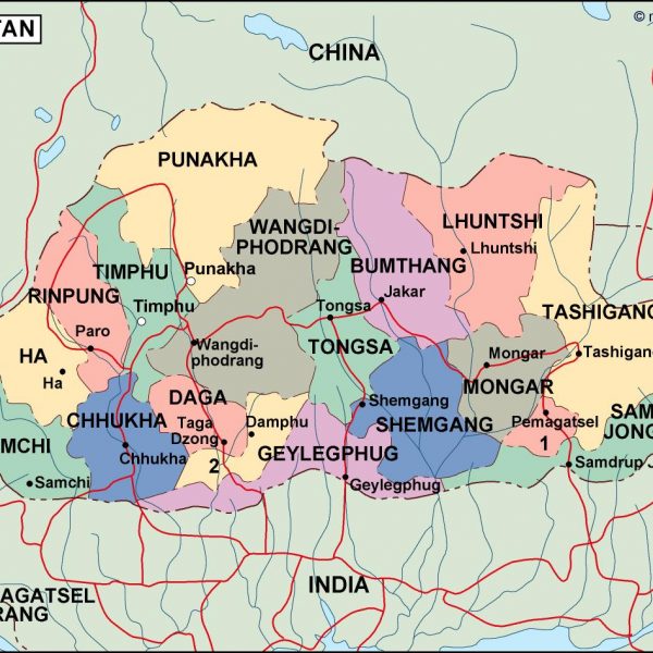bhutan political map