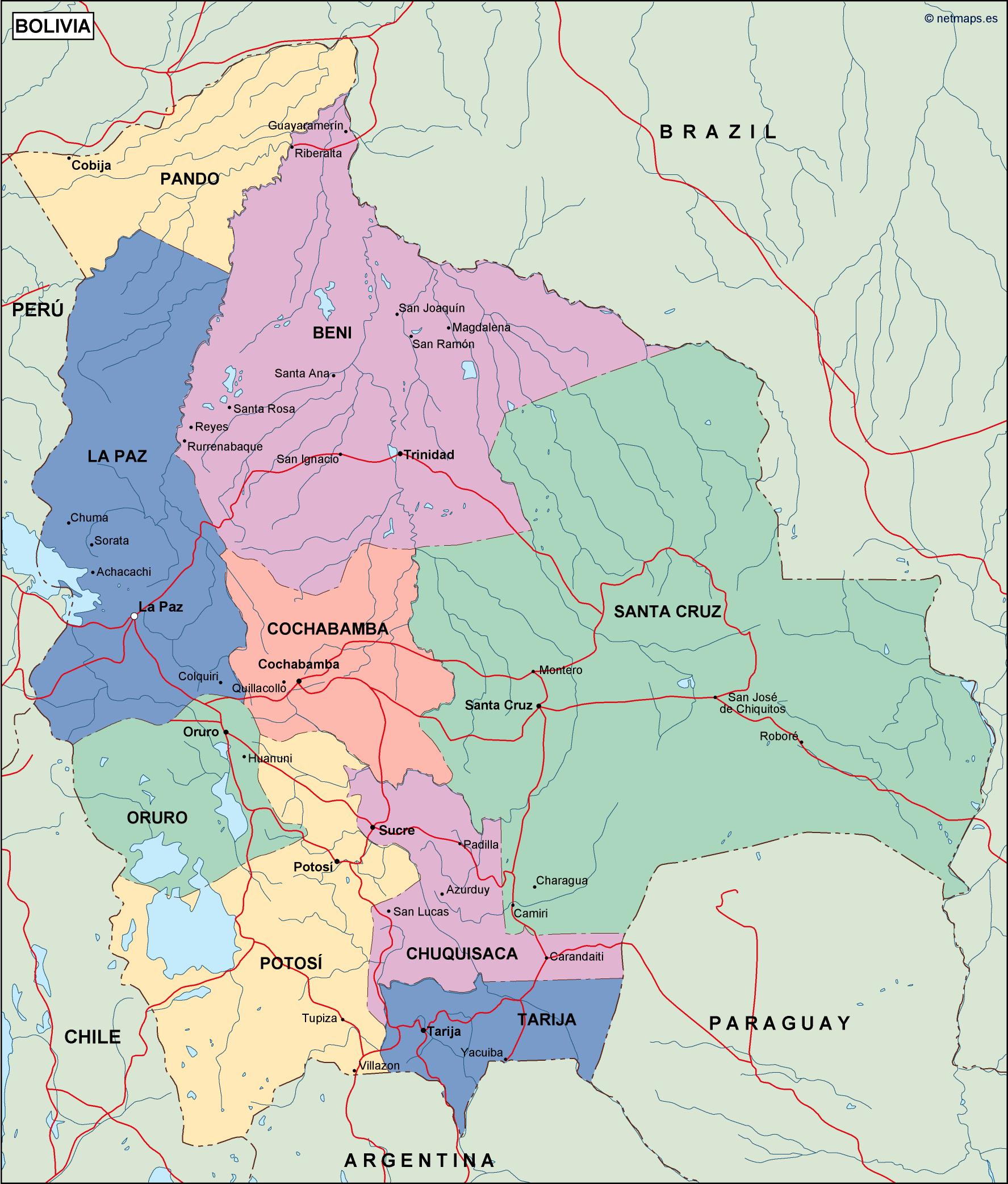 bolivia political map