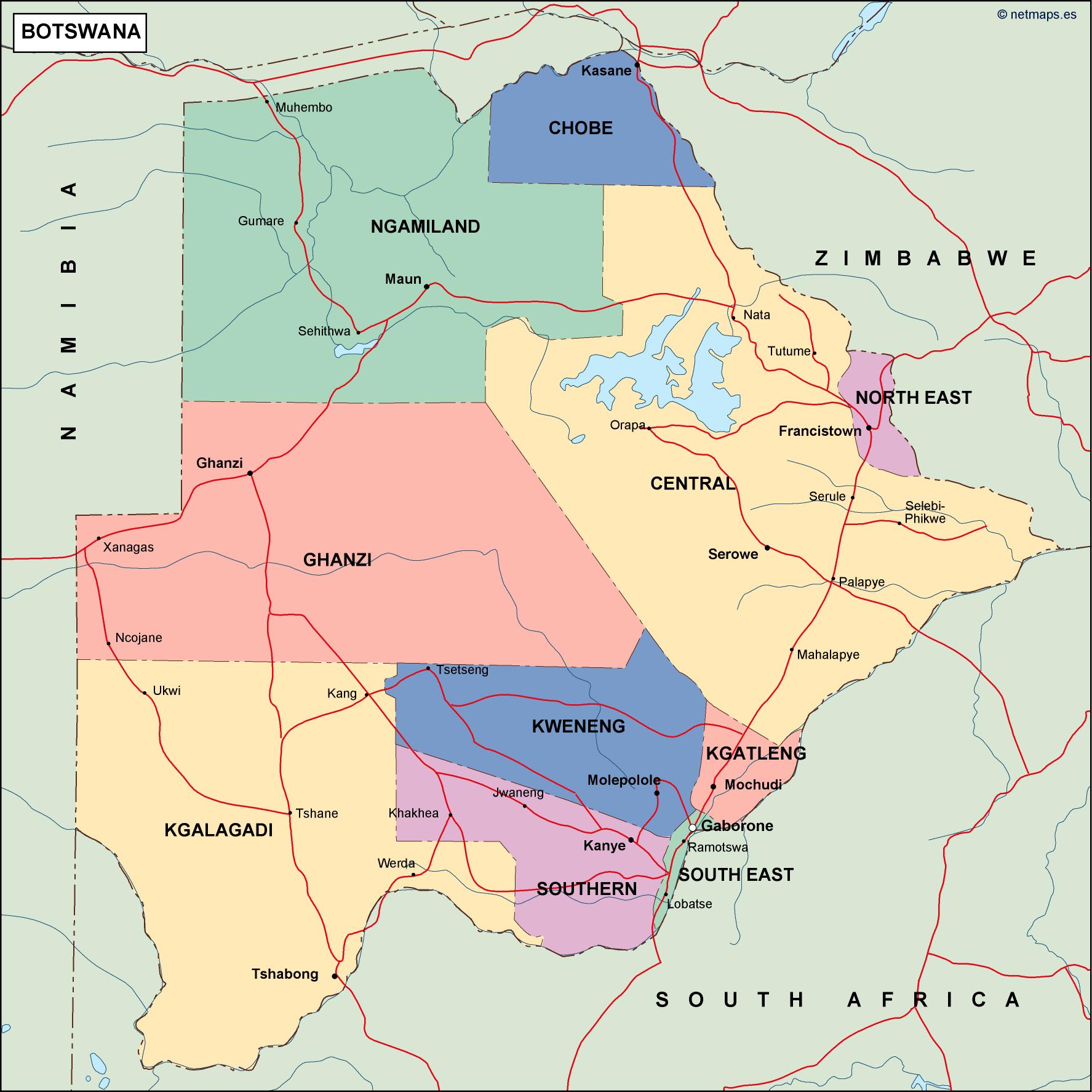 botswana political map