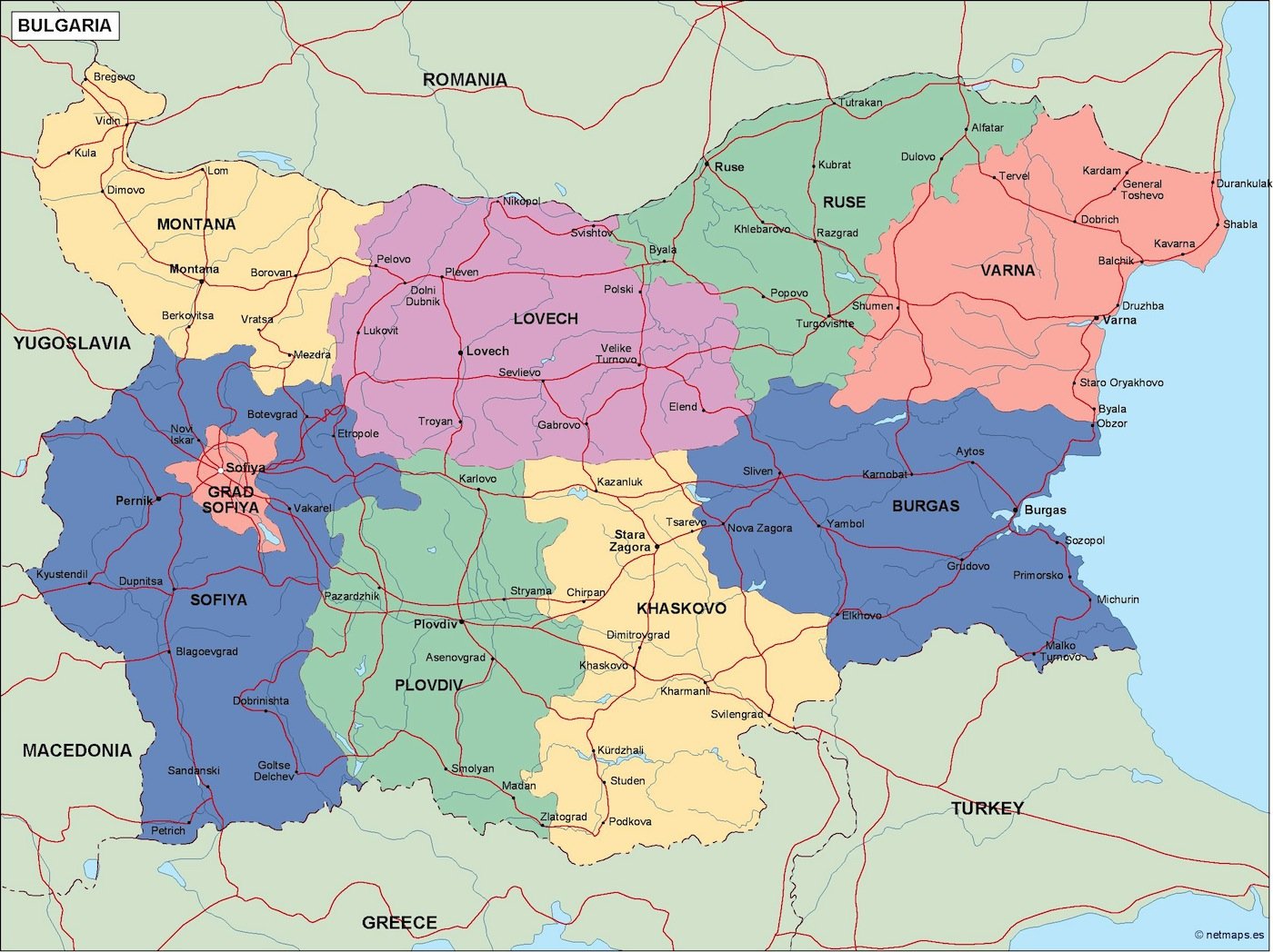 bulgaria political map