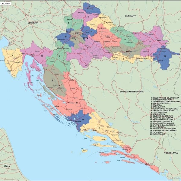 croatia political map