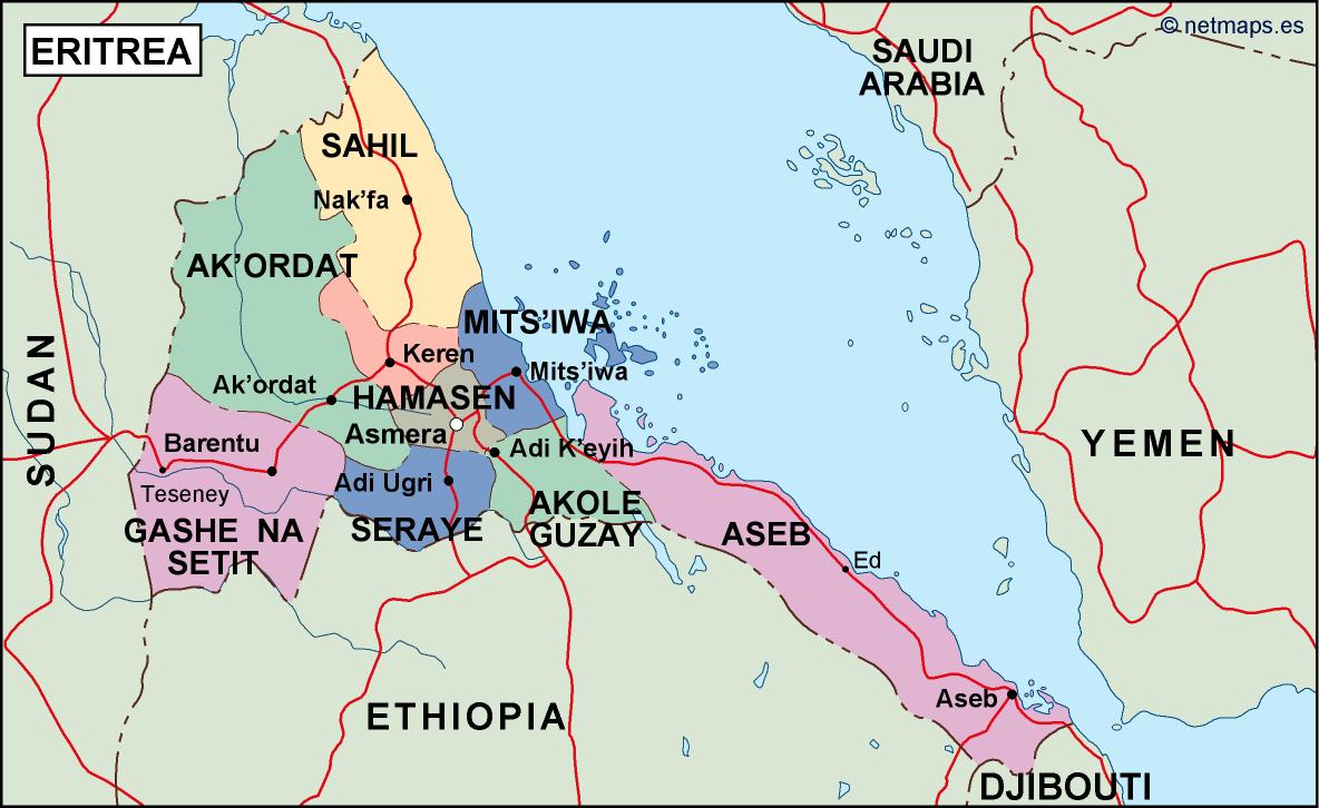 eritrea political map