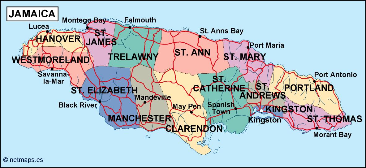 jamaica political map