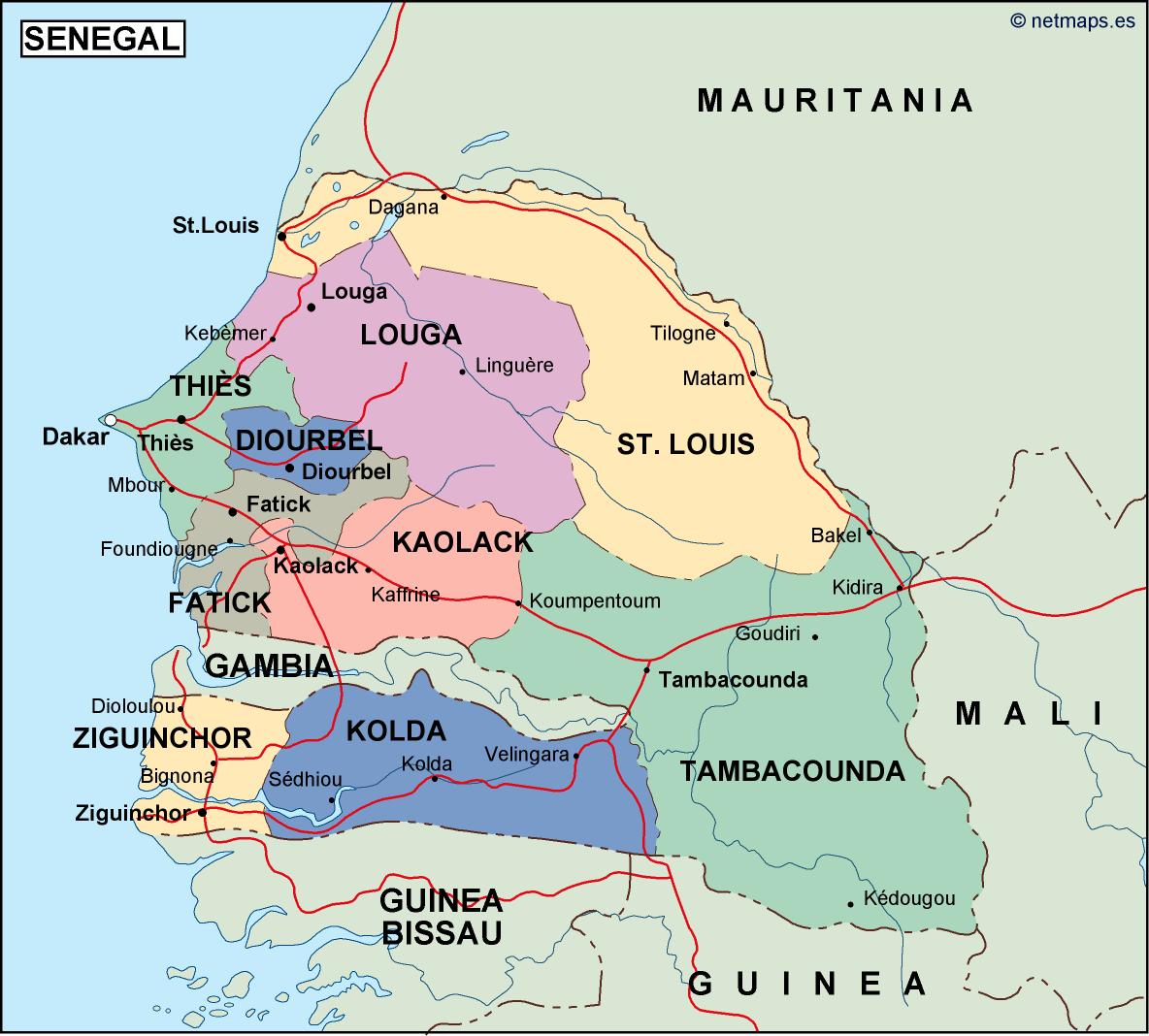 senegal political map