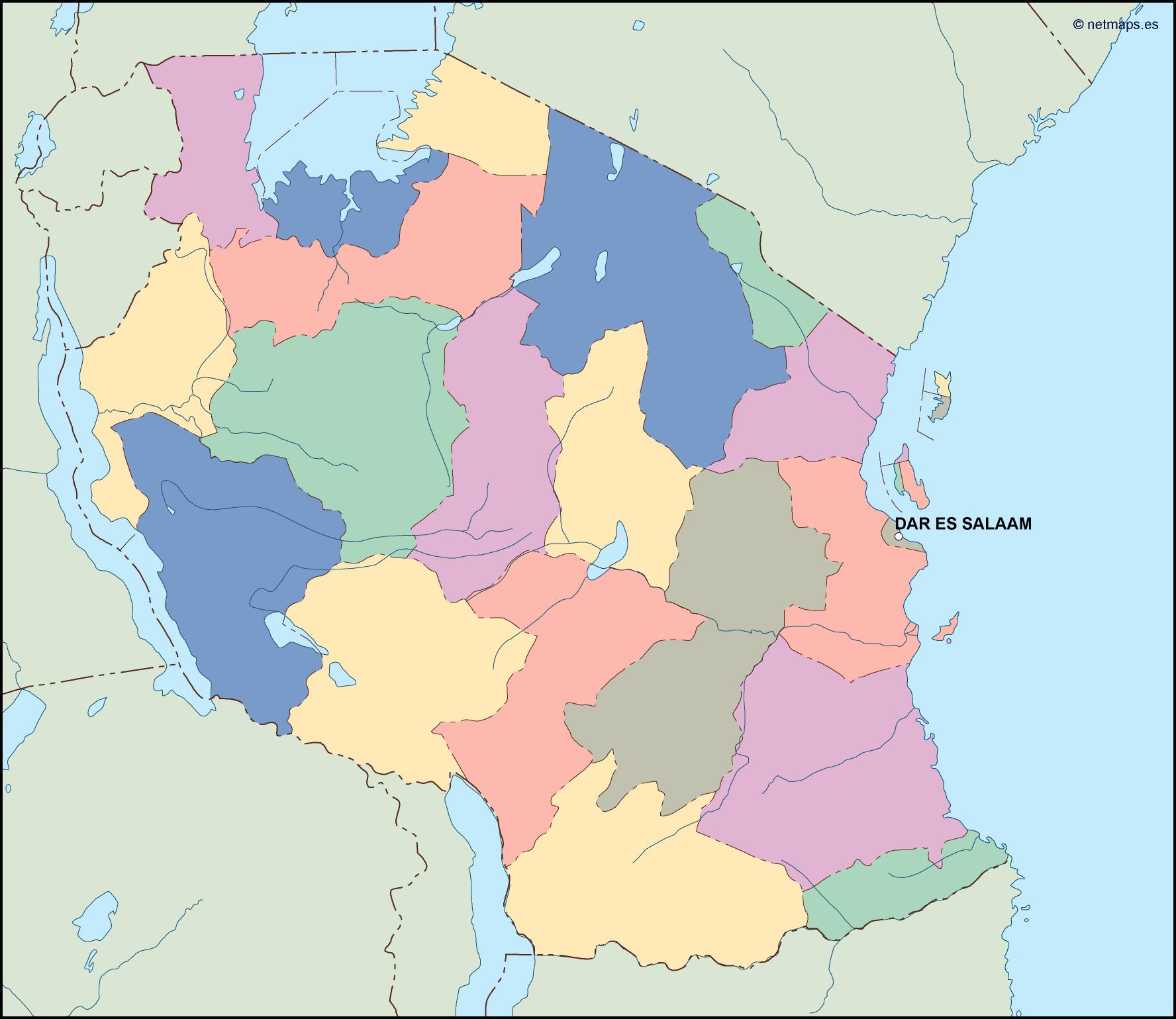 tanzania vector map