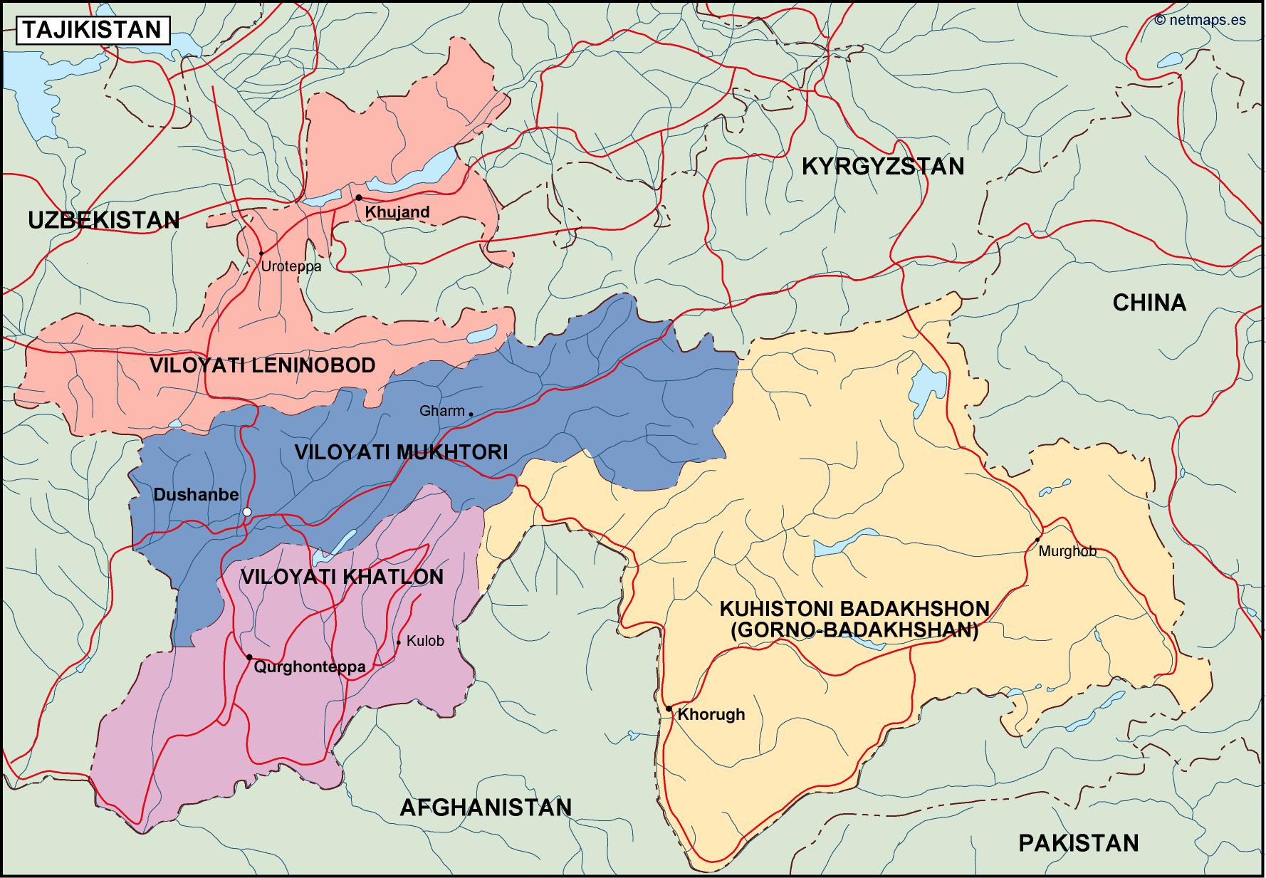 tayijistan political map