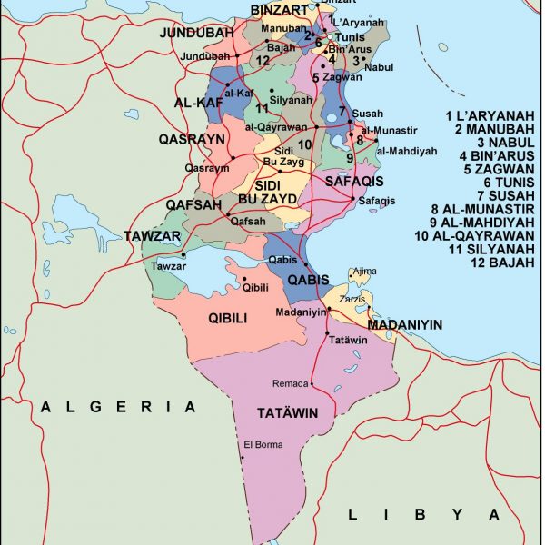tunisia political map