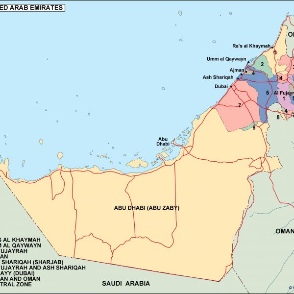 united arab emirates political map