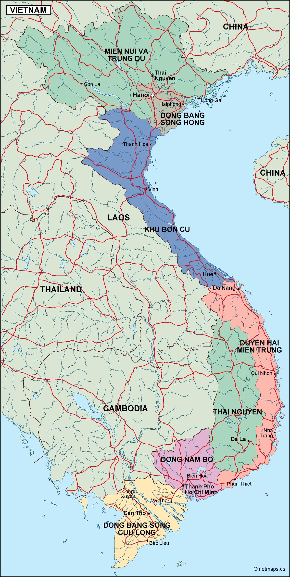 vietnam political map