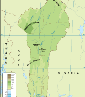 Benin physical map