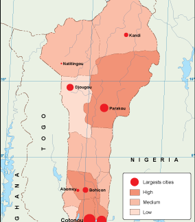 Benin population map