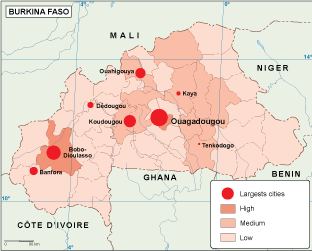 Burkina Faso population map