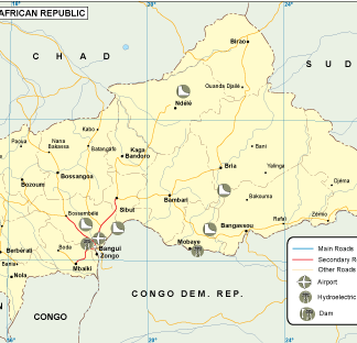 Central Afr Rep transportation map