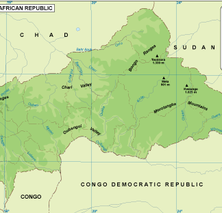 Central African Rep physical map