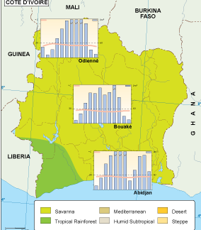 Cote Ivoire climate map