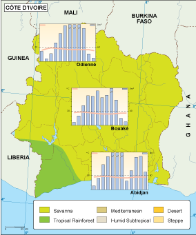 Cote Ivoire climate map