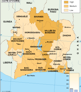 Cote Ivoire economic map