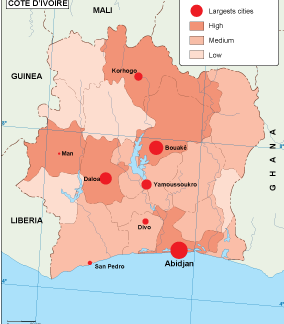 Cote Ivoire population map
