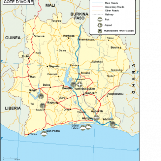 Cote Ivoire transportation map