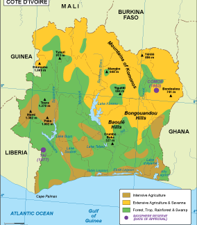 Cote Ivoire vegetation map