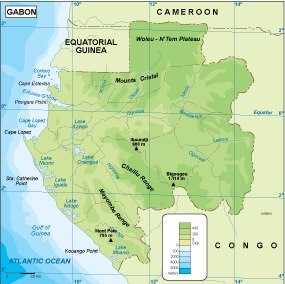Gabon physical map