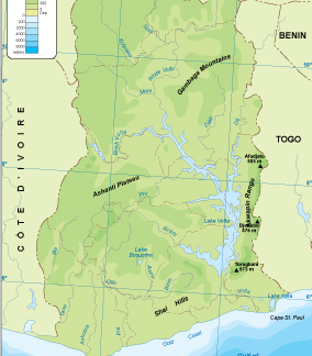 Ghana physical map