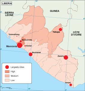 Liberia population map
