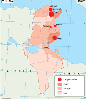 Tunisia population map