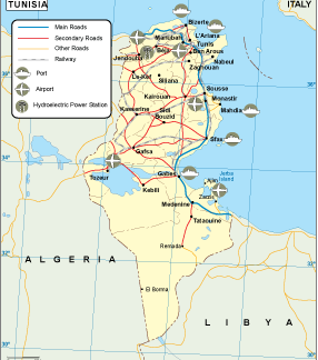 Tunisia transportation map