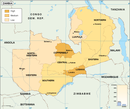 Zambia economic map