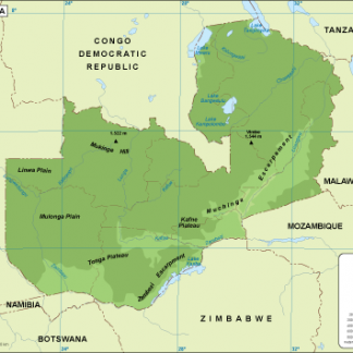 Zambia physical map