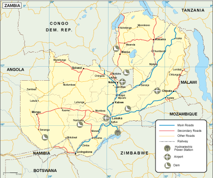 Zambia transportation map