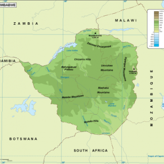 Zimbabwe physical map