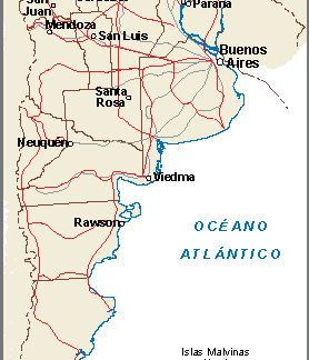 Argentina mapa comunicaciones terrestres