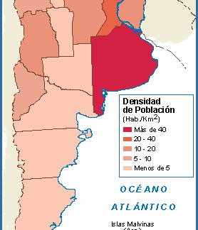 Argentina mapa poblacion