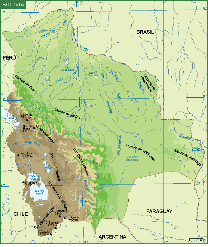 Bolivia mapa fisico