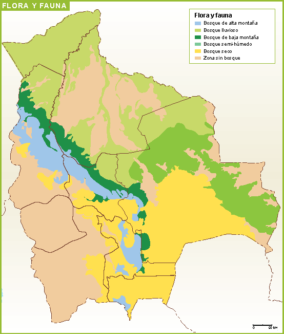 Bolivia mapa flora fauna