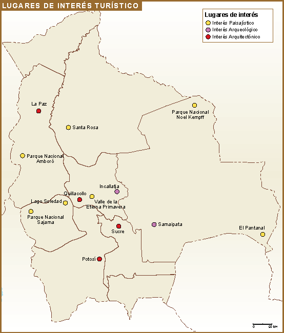 Bolivia mapa turismo