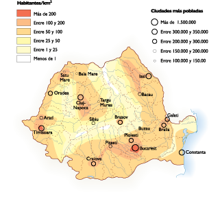 Romania Population map