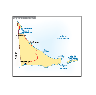 Mapa Tierra del Fuego